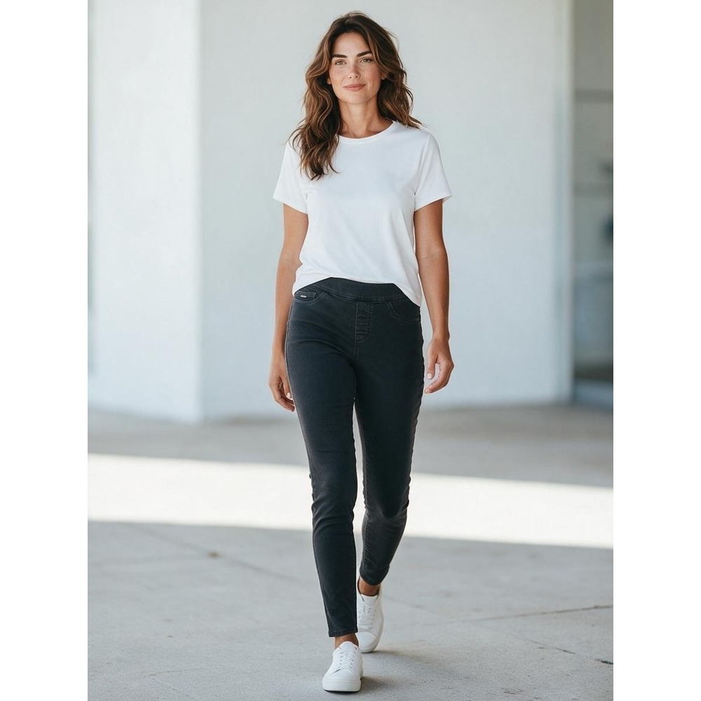 Nine West Jeans Womens 10 Black Pull On Skinny High Rise Jeggings Pants #367F